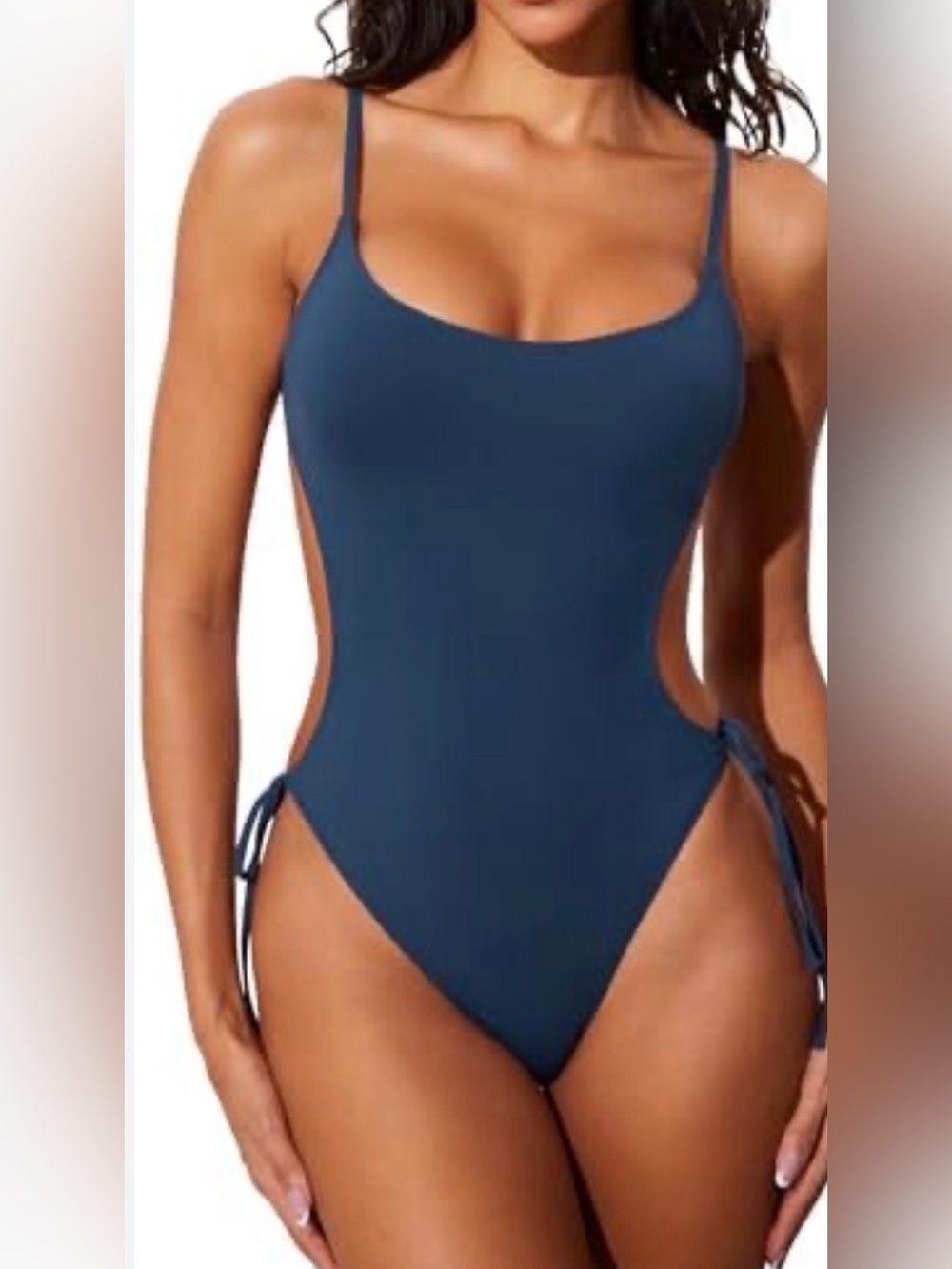 Dobreva Womens Black One Piece Swimsuit Cutout Side Tie Monokini <<<349>>>